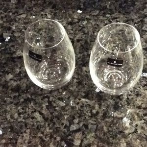Two Dartington Stemless Wine Glasses